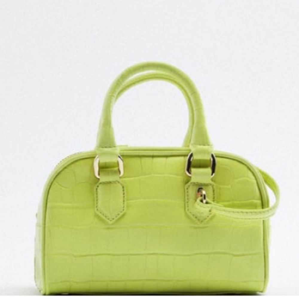 pistachio green mini leather croc design bag